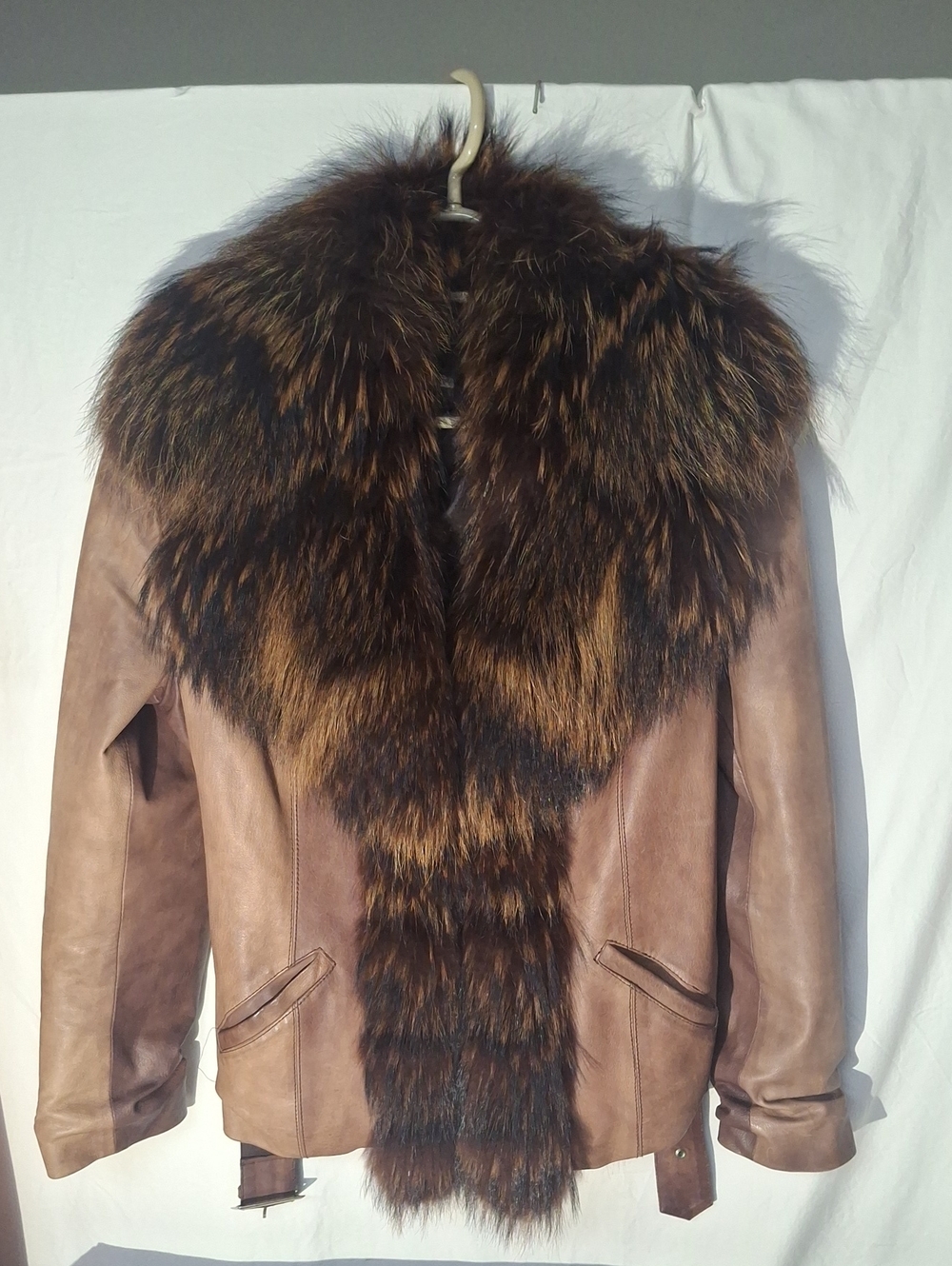 Vintage Claudio Iacovelli Two-Tone Leather Jacket Fur IT 50 M/L 21" P2P 24" L